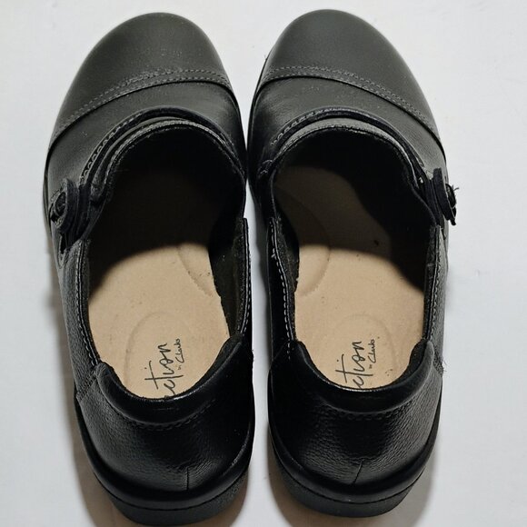 Clarks Unstructured Black Leather Round Toe Flats Loafers Shoes 7.5M - Picture 3 of 9